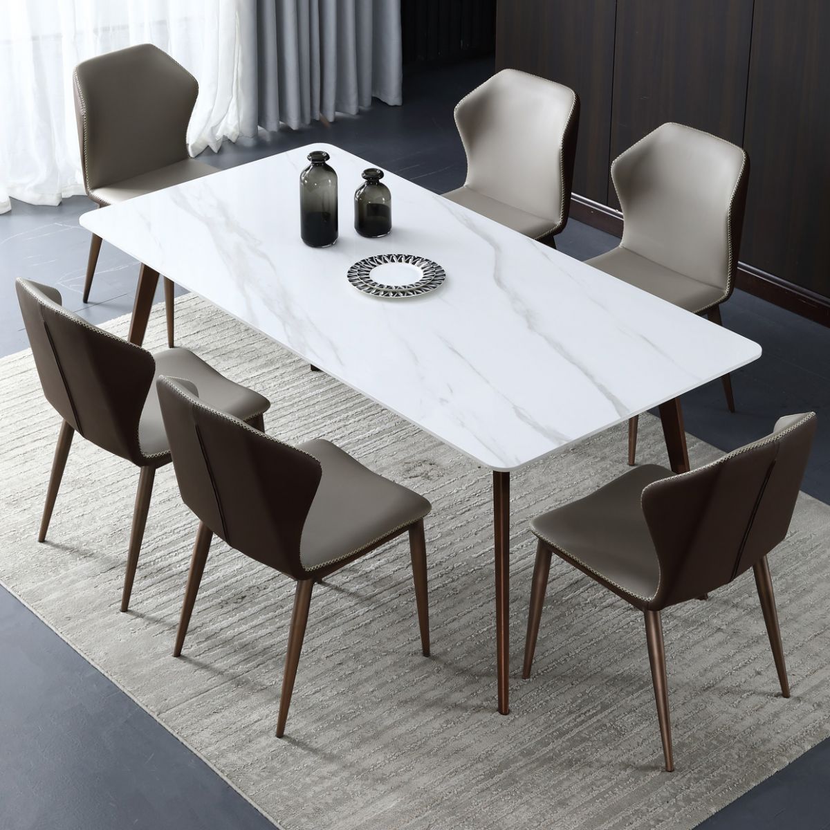 Mid-Century Modern Sintered Stone Table 4 Legs Rectangle Table for Home Clearhalo ' dining_table' 'Dining Tables & Seating' 'Dining Tables' 'furn' 'furn_dining_table' 'Furniture' 'furniture_dining_table' 'Kitchen & Dining Furniture' 'kitchen&dining_furn' 'kitchen' 'kitchen_dining_table' 1200x1200_8d73a420-c596-4a96-bee5-5951e5bf12d5