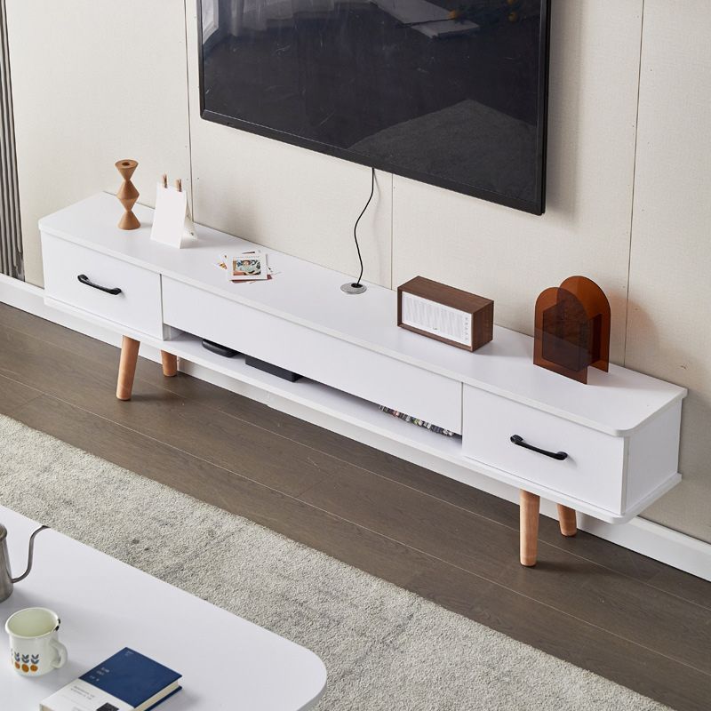Nordic Wood Simple TV Stand 9.45" D 2 Drawers TV Stand Console