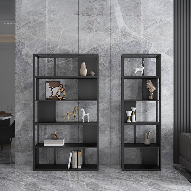 Industrial Metal Bookshelf Standard Black Open Back Bookcase with Shelves Clearhalo 'Bookcases' 'furn' 'furn_bookcases' 'Furniture' 'Office Furniture' 1200x1200_8d74effc-0d25-4acf-b4f7-0212dbbc6f51