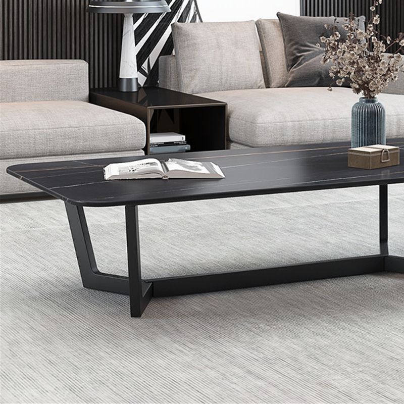 17.7" High Trestle Coffee Table Black Finish Slate Top Cocktail Table Clearhalo 'Coffee & Accent Tables' 'Coffee Tables' 'coffee_tables' 'furn' 'furn_coffee_tables' 'Furniture' 'Living Room Furniture' 1200x1200_8d75b38c-3764-4128-a208-9476aca86442
