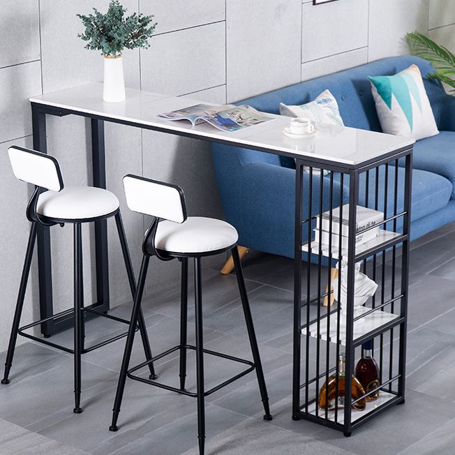 Marble Bistro Table with Rectangle Table Top Double Pedestal Table - 41.3" H Clearhalo 'Bar Furniture' 'Bar Tables' 'bar_tables' 'furn' 'furn_bar_tables' 'Furniture' 'furniture_bar_tables' 'Kitchen & Dining Furniture' 1200x1200_8d781f03-c228-4936-a649-0b7bdfc8beb6