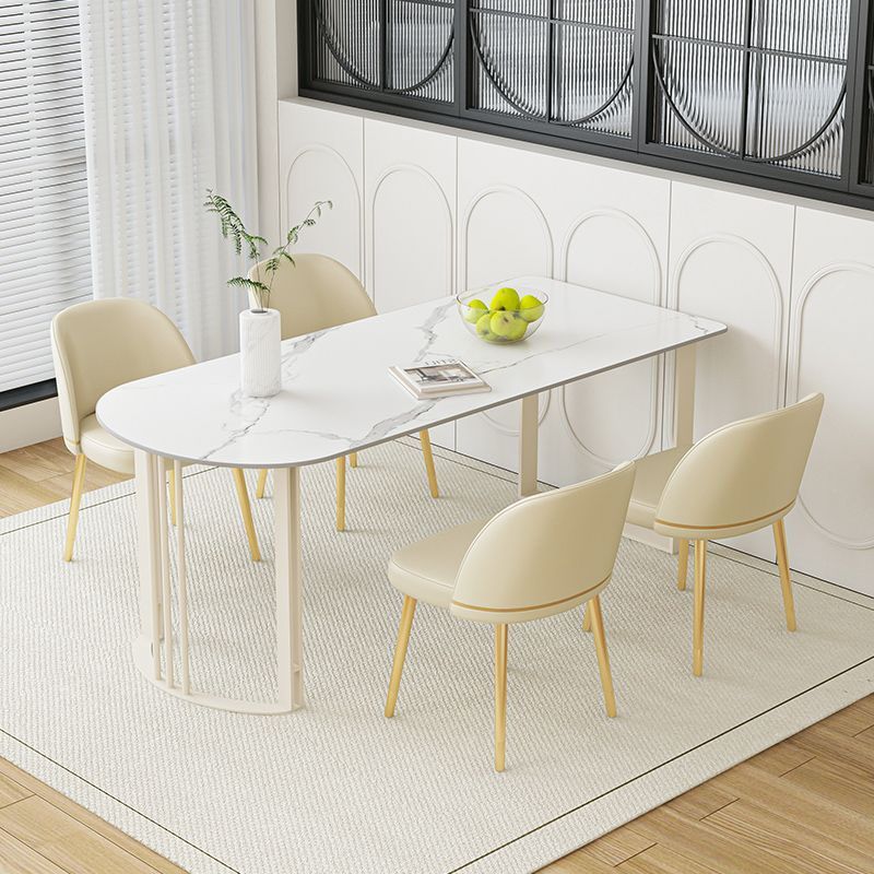 Contemporary Dining Room Dinner Table 4 Legs Stone Dining Table Clearhalo 'Dining Tables & Seating' 'Dining Tables' 'dining_table' 'furn' 'furn_dining_table' 'Furniture' 'Kitchen & Dining Furniture' 1200x1200_8d78bc5f-4cd1-467f-9b08-c274228ea793