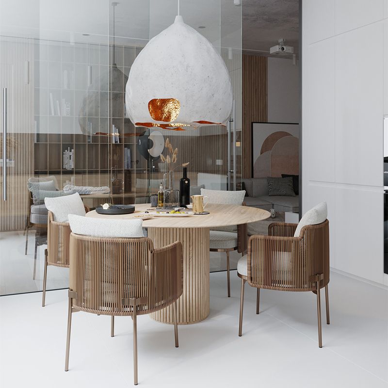 ホームキッチン用のコンテンポラリースタイルのダイニングテーブルラウンドソリッドウッドダイナーテーブル