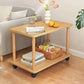 Rectangular 4 Legs Side Table Natural/White One-Shelf End Table with Wheels Clearhalo 'Coffee & Accent Tables' 'End & Side Tables' 'end_side_table' 'Furniture' 'furniture_end_side_table' 'Living Room Furniture' 1200x1200_8d7ef290-19fd-4c72-ac06-788f50e041ae