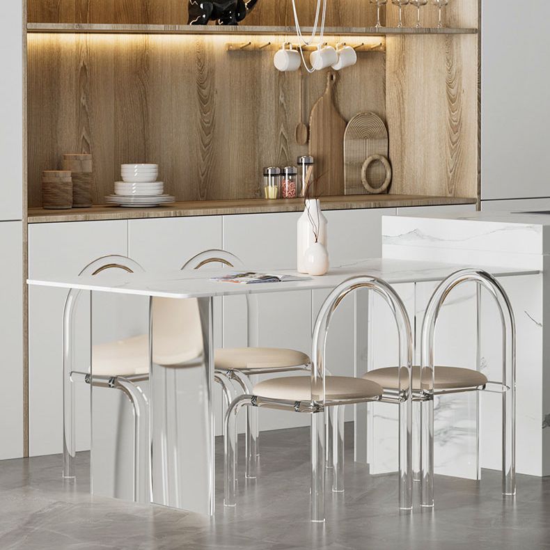 Juego de comedor moderno, mesa de comedor y sillas con marco acrílico rectangular de 1/2/5 piezas