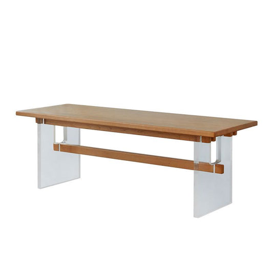 Mesa de comedor rectangular de madera maciza muebles marrones modernos con base de caballete para el hogar