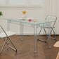 Modern Tempered Glass Desktop Geometric Acrylic Legs Dining Table for Dining Room Clearhalo 'Dining Tables & Seating' 'Dining Tables' 'dining_table' 'furn' 'furn_dining_table' 'Furniture' 'Kitchen & Dining Furniture' 1200x1200_8d83636e-80d0-41d9-99e3-1dd6605d196d