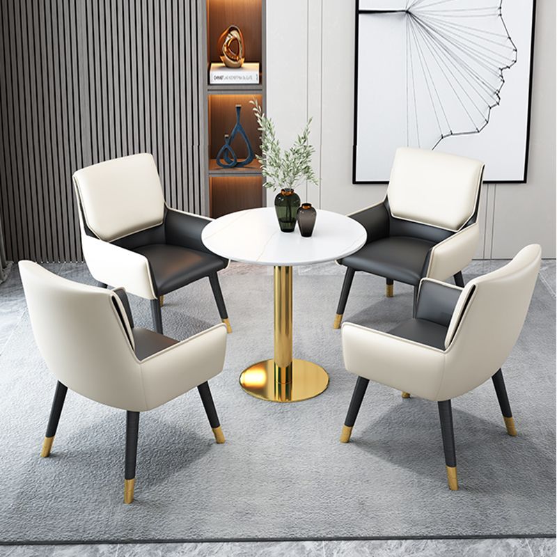 Glam -stijl gesinterde stenen dinerset rond 1/2/3/4/5 stukken eettafel set