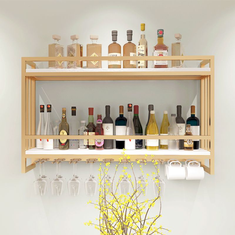 Modern Wall Mounted Wine Racks Metal Wine Jail With Glass Holder & Storage Shelf Clearhalo 'furn' 'furn_wine_racks' 'Furniture' 'Kitchen & Dining Furniture' 'Wine Racks' 'wine_racks' 1200x1200_8d83cbb9-71ed-41a6-99c9-272b89440164