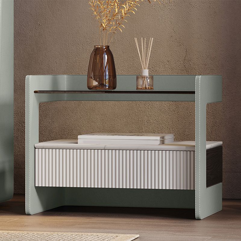 Zeitgenössischer 1 - Schubladenglas/Stein Nachttisch 18,9 "großer Nachtstand