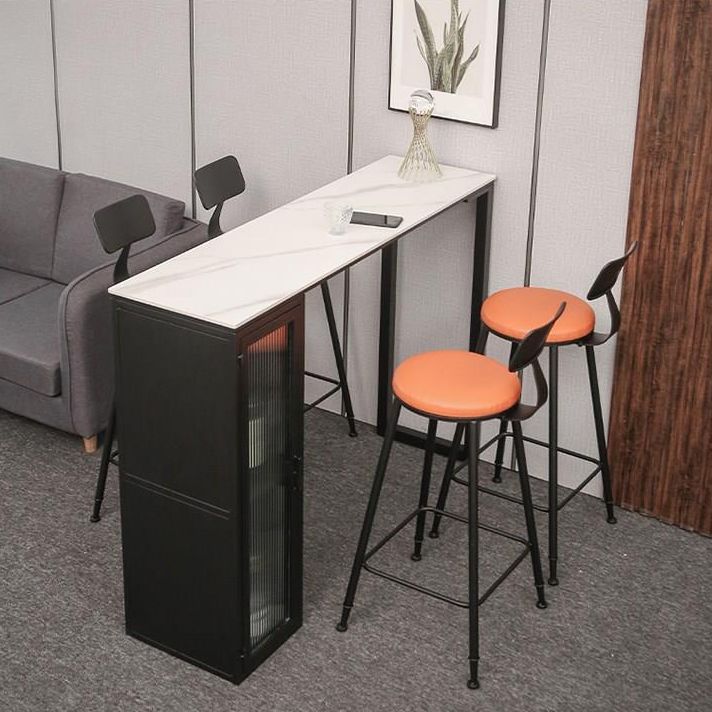 Rectangle Double Pedestal Bar Stool Table Modern Storage Indoor Bar Wine Table Clearhalo 'Bar Furniture' 'Bar Tables' 'bar_tables' 'furn' 'furn_bar_tables' 'Furniture' 'Kitchen & Dining Furniture' 1200x1200_8d858e04-dc06-4c41-9f39-bb03d4c81749