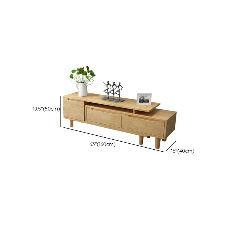 Console multimediale moderna Console TV in legno di gomma con 2 cassetti e ante
