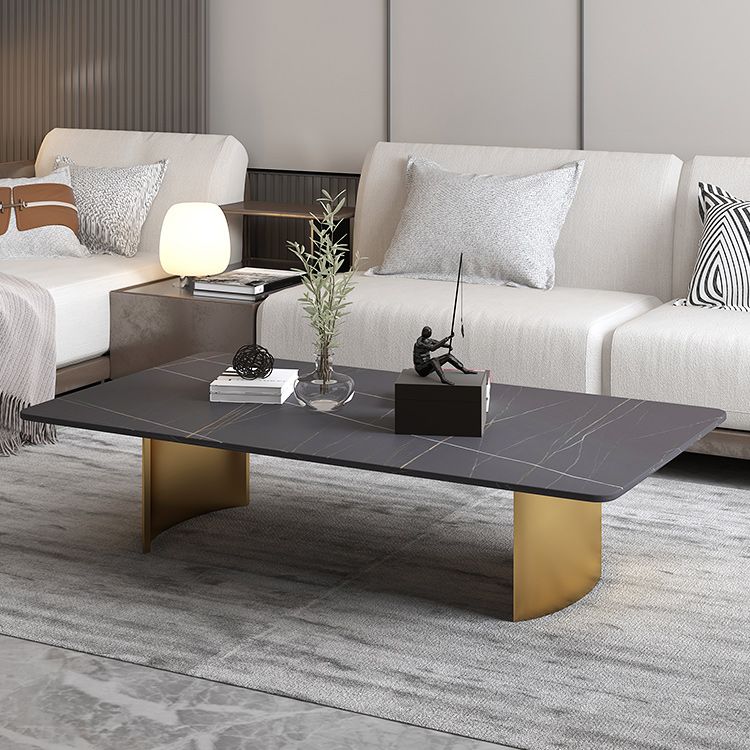 Glam Sled Coffee Table Slate Rectangular Cocktail Table for Home