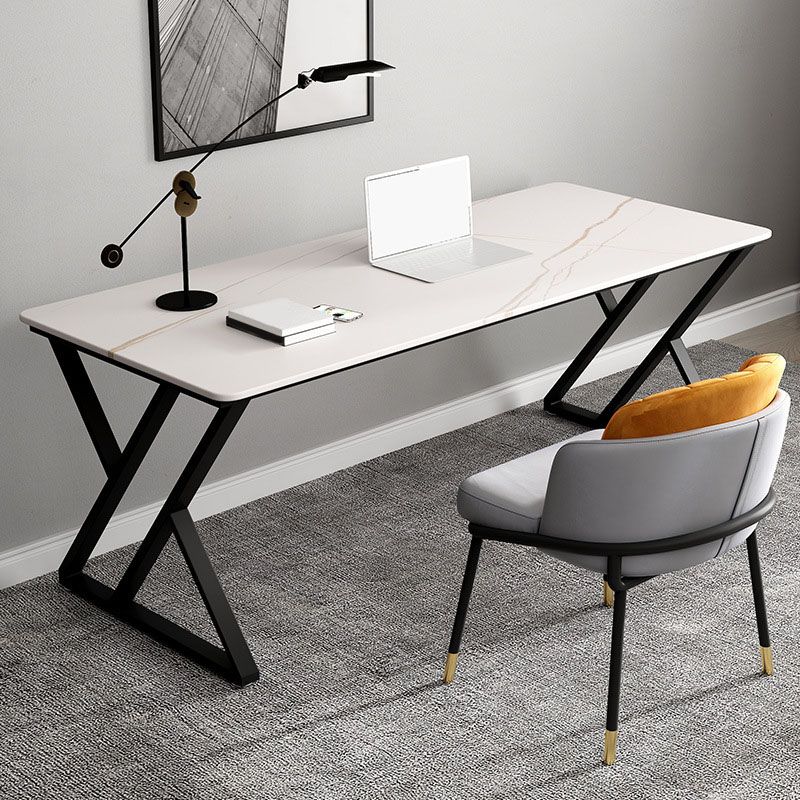Contemporary Gaming Desk Antique Finish Writing Desk with Metal Legs Clearhalo 'furn' 'furn_office_desk' 'Furniture' 'Office Desks' 'Office Furniture' 'office_desk' 1200x1200_8d87d0a1-f539-4325-831b-e4a30fe71047
