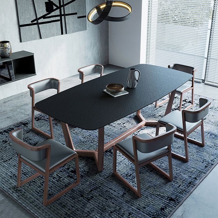 Tavolo da dinette in pietra nera con telaio in legno tavolo da pranzo rettangolo per casa