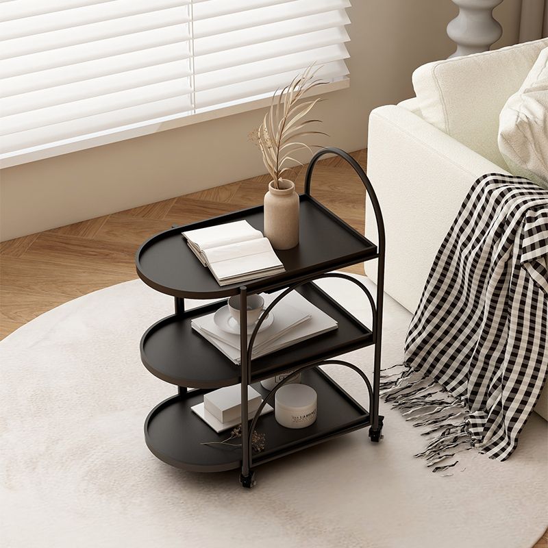 Tavolo da estremità ovale a 3 livelli con ruote laterale moderno con ruote