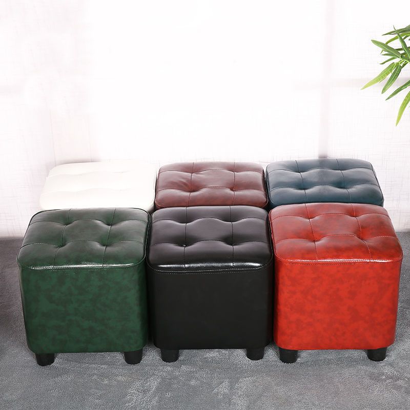 Modern Square Pouf Pure Color Tufted Upholstered Faux Leather Cube Ottoman Clearhalo 'furn' 'furn_ottomans_poufs' 'Furniture' 'Living Room Furniture' 'Ottomans & Poufs' 'ottomans_poufs' 1200x1200_8d884c34-15c5-48ca-8b58-0b5e58f27b26