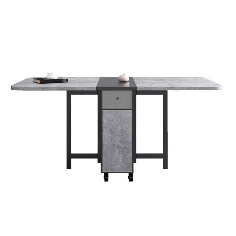 Mid-Century Modern Rectangle Dining Table Drop-Leaf Table with Solid Wood Base Clearhalo ' dining_table' 'Dining Tables & Seating' 'Dining Tables' 'furn' 'furn_dining_table' 'Furniture' 'furniture_dining_table' 'Kitchen & Dining Furniture' 'kitchen&dining_furn' 'kitchen' 'kitchen_dining_table' 1200x1200_8d88d34d-0e55-4f0d-9226-5996de22a28a