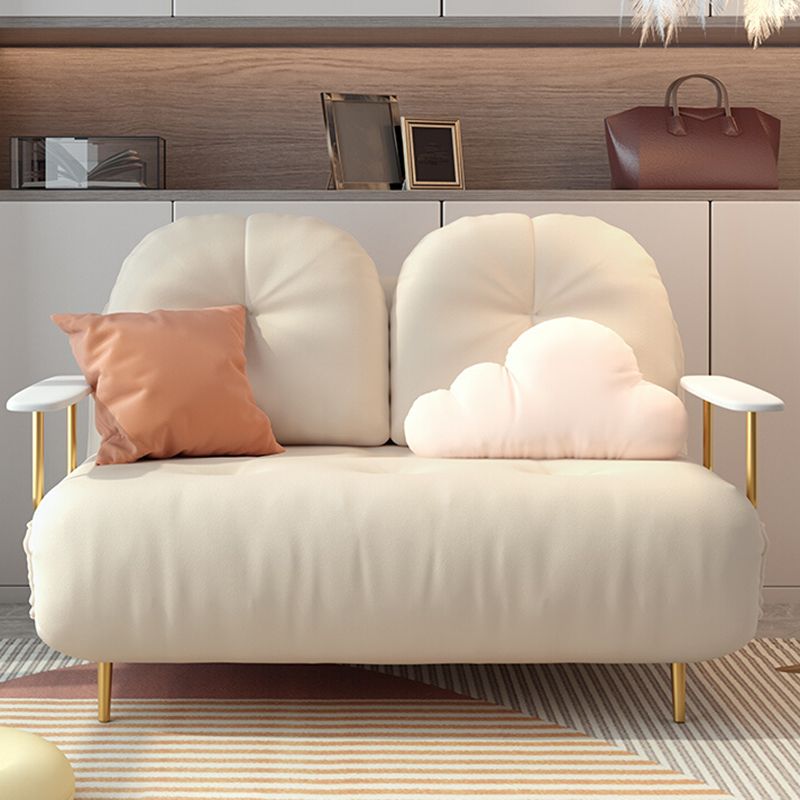 Glam White Futon and Mattress Square Arms Folding Futon Frame Clearhalo 'furn' 'furn_futons' 'Furniture' 'Futons & Daybeds' 'Futons' 'Living Room Furniture' 1200x1200_8d890b7c-39a9-4bb2-b0c4-ac506e5fd545