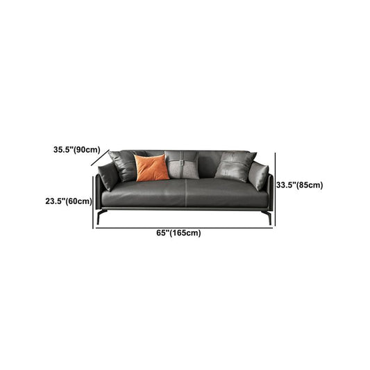 Scandinavian Dark Gray Stain-Resistant Storage Grain Leather Sofa & Chaise Clearhalo 'furn' 'furn_sectionals' 'Furniture' 'Living Room Furniture' 'Sectionals' 1200x1200_8d8ad76a-0a12-46f0-ba4b-c3301d0f44a2