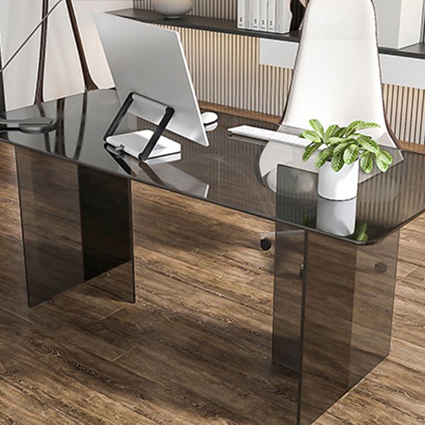 Acrylic Contemporary Rectangular Dining Table Clear Glass Table with Double Pedestal Base Clearhalo ' dining_table' 'Dining Tables & Seating' 'Dining Tables' 'furn' 'furn_dining_table' 'Furniture' 'furniture_dining_table' 'Kitchen & Dining Furniture' 'kitchen&dining_furn' 'kitchen' 'kitchen_dining_table' 1200x1200_8d8bdee8-8e8e-426a-ab79-d2faf35fa260