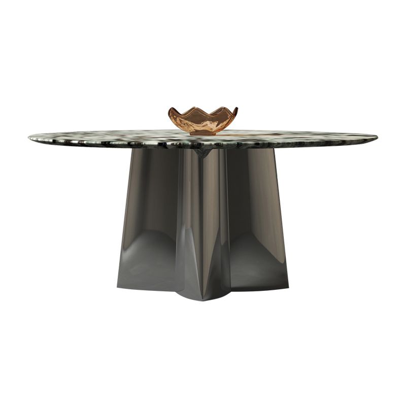 Glam Round Marble Top Dining Table with Metal Pedestal Base for Home Clearhalo 'Dining Tables & Seating' 'Dining Tables' 'dining_table' 'furn' 'furn_dining_table' 'Furniture' 'Kitchen & Dining Furniture' 1200x1200_8d8be348-9bec-4239-ae85-addb3dd8a1a3