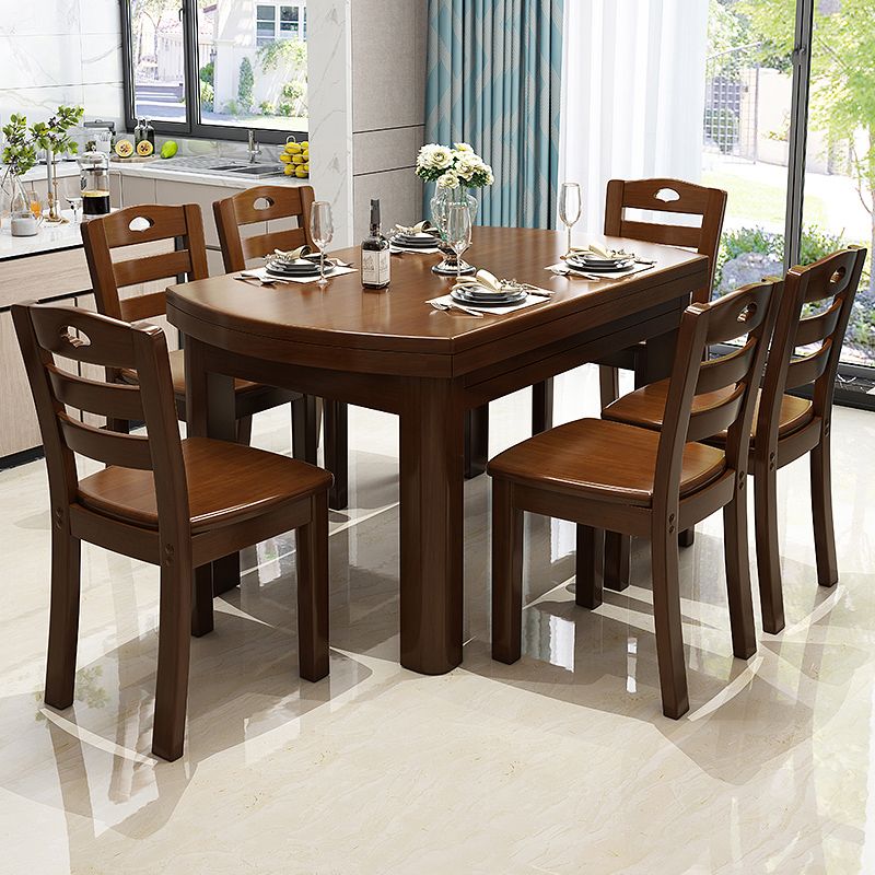 Brown Solid Wood Dining Table for Home Modern Foldable Dinette Table Clearhalo 'Dining Tables & Seating' 'Dining Tables' 'dining_table' 'furn' 'furn_dining_table' 'Furniture' 'Kitchen & Dining Furniture' 1200x1200_8d8c9868-d44e-4127-9d34-741a21808287