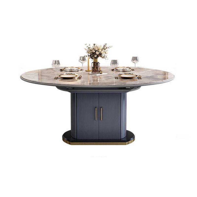 Glam Style Round Sintered Stone Dining Room Set Space-Saving Design Dining Table Furniture Clearhalo 'Dining Room Sets' 'Dining Tables & Seating' 'dining_room_set' 'furn' 'furn_dining_room_set' 'Furniture' 'furniture_dining_room_set' 'Kitchen & Dining Furniture' 'kitchen&dining_furn' 'kitchen' 1200x1200_8d8d22e0-ad9b-4819-b5fd-79816d8af82c