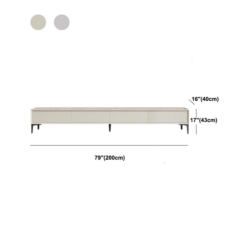 Consola de TV contemporánea, soporte de televisión blanca mate/ brillante con 4 cajones
