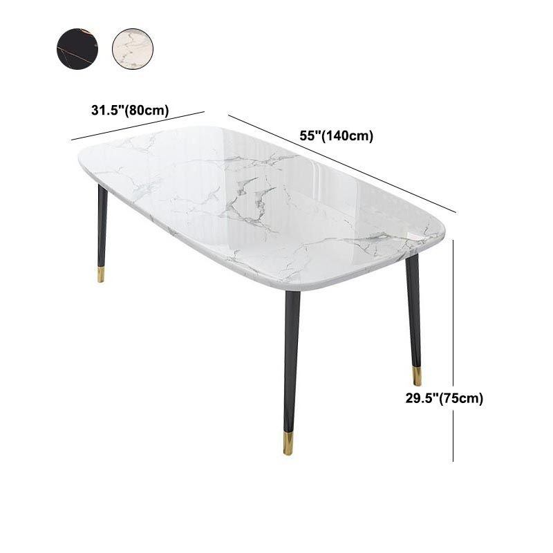 Glam Matte Finish Marble Table Home Rectangle Dining Table with 4 Legs Clearhalo 'Dining Tables & Seating' 'Dining Tables' 'dining_table' 'Furniture' 'furniture_dining_table' 'Kitchen & Dining Furniture' 'kitchen' 'kitchen_dining_table' 1200x1200_8d8ec72b-10b2-4009-b24d-07288b25db29