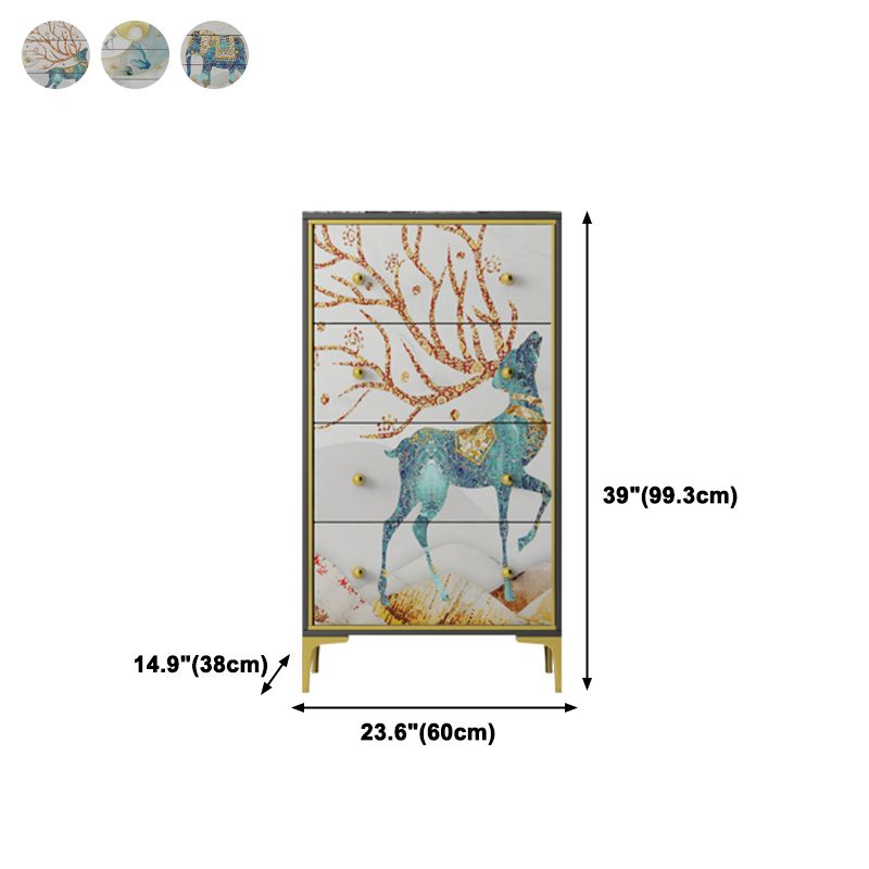 Cassetta di stoccaggio in legno verticale in stile moderno con 3/4 cassetti