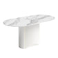 Luxury Sintered Stone Table Oval Pedestal White Tone Dining Table for Dining Room