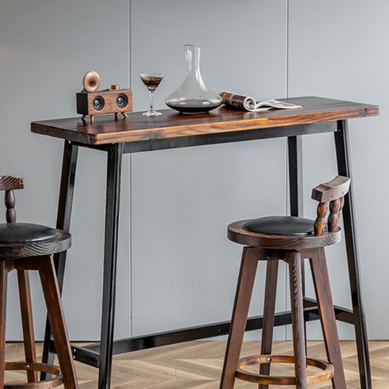 Matte Finish Wooden Rectangle Bar Table with Trestle for Living Room Clearhalo 'Bar Furniture' 'Bar Tables' 'bar_tables' 'furn' 'furn_bar_tables' 'Furniture' 'Kitchen & Dining Furniture' 1200x1200_8d927d66-eed0-41bb-a6e9-180b10c82982