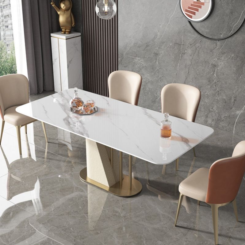 Stone Top Dining Table White Traditional Luxury Table with Pedestal Base Clearhalo 'Dining Tables & Seating' 'Dining Tables' 'dining_table' 'furn' 'furn_dining_table' 'Furniture' 'furniture_dining_table' 'Kitchen & Dining Furniture' 'kitchen' 'kitchen_dining_table' 1200x1200_8d94d9d9-1b4d-4afa-8396-2815d997eb29