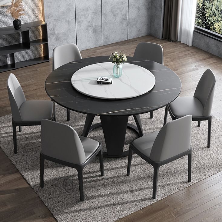 Modern Round Shape Kitchen Dining Table Sintered Stone Standard Dining Table with Pedestal Base Clearhalo ' dining_table' 'Dining Tables & Seating' 'Dining Tables' 'furn' 'furn_dining_table' 'Furniture' 'furniture_dining_table' 'Kitchen & Dining Furniture' 'kitchen&dining_furn' 'kitchen' 'kitchen_dining_table' 1200x1200_8d966de2-05e3-469c-b5d4-510839cf8b6f