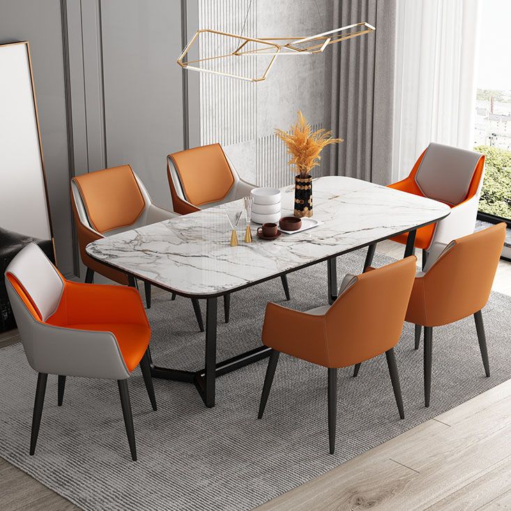 Silla de comedor de cuero moderno de cuero con patas con patas de acero en acabado mate para casa