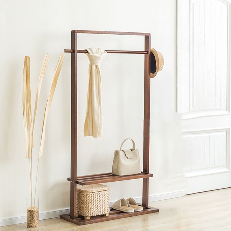 Medio de siglo Moderno Hall Stand de madera de madera interior con almacenamiento