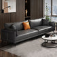 Stationary Storage Stain Resistant Genuine Leather Square Arm Dark Gray Sofa