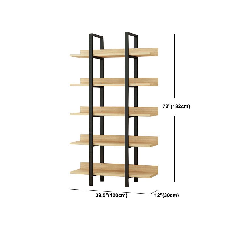 棚付きの現代的な金属と木製の本棚オープンシェルフ本棚