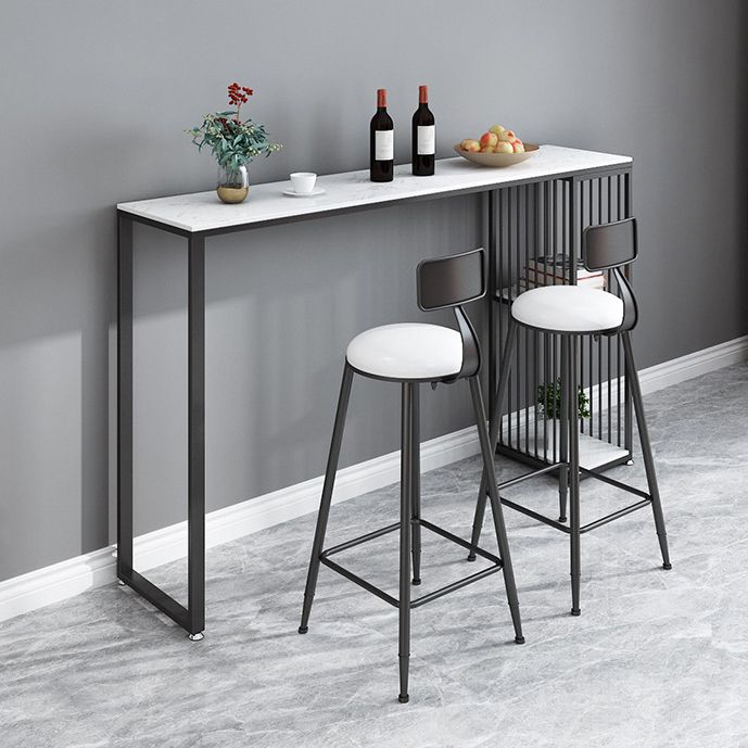 Contemporary Rectangle Bar Dining Table Marble Top Bar Table with Shelves Clearhalo 'Bar Furniture' 'Bar Tables' 'bar_tables' 'furn' 'furn_bar_tables' 'Furniture' 'furniture_bar_tables' 'Kitchen & Dining Furniture' 'kitchen&dining_furn' 'kitchen' 1200x1200_8d9cb313-9515-4466-a29f-244ffb063358