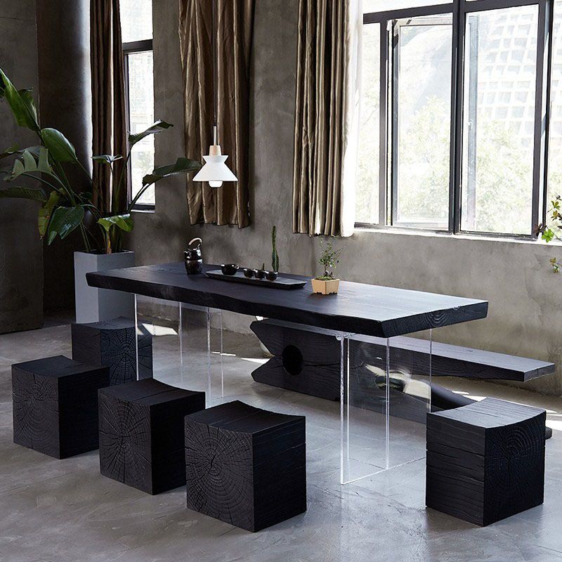 Pine Solid Wood Dining Table Acrylic Base Table for Dining Room Clearhalo 'Dining Tables & Seating' 'Dining Tables' 'dining_table' 'furn' 'furn_dining_table' 'Furniture' 'Kitchen & Dining Furniture' 1200x1200_8d9cde91-d3d1-493d-b716-762d02fbde6b