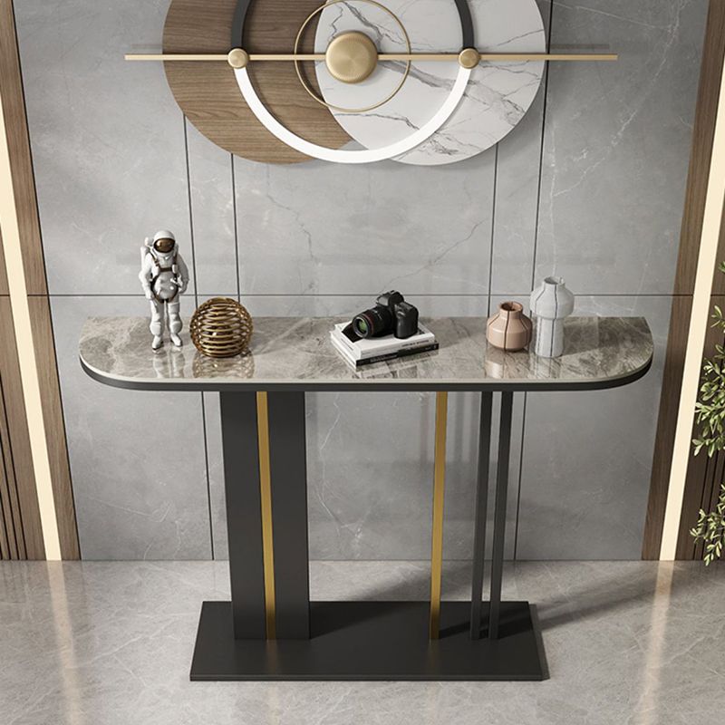 Modern Stone Console Table 11.81" W Half Moon Accent Table for Hall Clearhalo 'Console Tables' 'console_tables' 'Entry & Mudroom Furniture' 'furn' 'furn_console_tables' 'Furniture' 1200x1200_8d9d974f-8dbf-4438-abce-39eafe857125