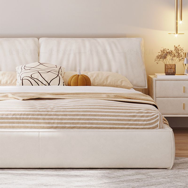 Testino imbottito in stile moderno imitazione bianca letto in pelle