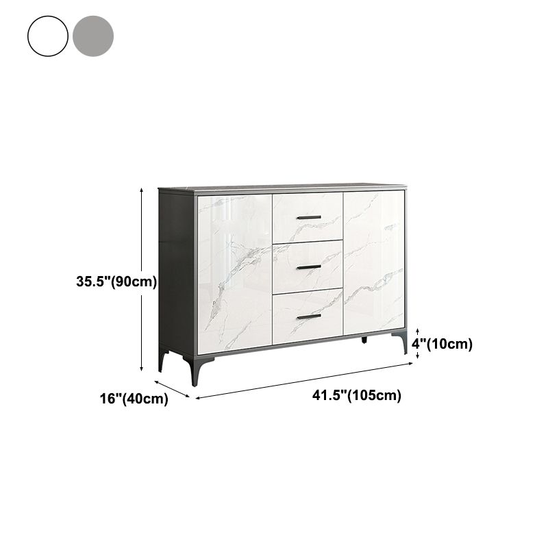 Simple White Buffet Server Stone Top Dining Server for Living Room Clearhalo 'buffet_sideboard' 'Buffets & Sideboards' 'furn' 'furn_buffet_sideboard' 'Furniture' 'furniture_buffet_sideboard' 'Kitchen & Dining Furniture' 1200x1200_8da025ce-211e-462e-9af8-eb8d4155b15b