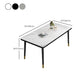 Mesa de comedor rectangular estilo Glam, mesa de comedor con tapa de piedra para comedor