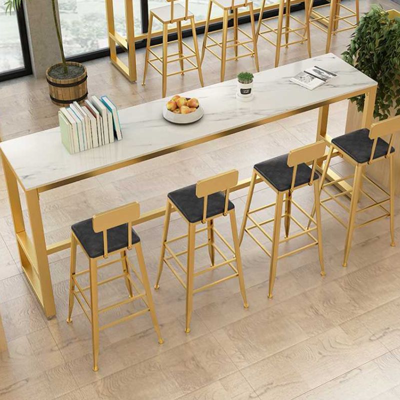 Set tavolo da bar stile glam Set da pranzo da pub fisso in pietra rettangolare da 1/5 pezzi