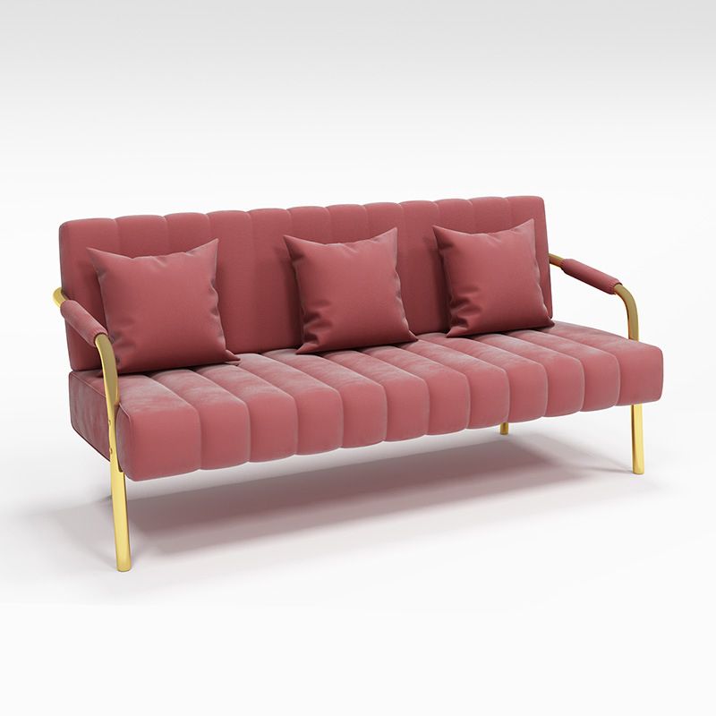 Contemporary Glam Gold Frame Sofa with Sewn Pillow Back for Bonus Room Clearhalo 'furn' 'furn_sofas' 'Furniture' 'furniture_sofas' 'kitchen' 'kitchen_sofas' 'Living Room Furniture' 'Sofa' 'sofas' 1200x1200_8da1e253-ed64-4397-bf8f-6e4204c68417