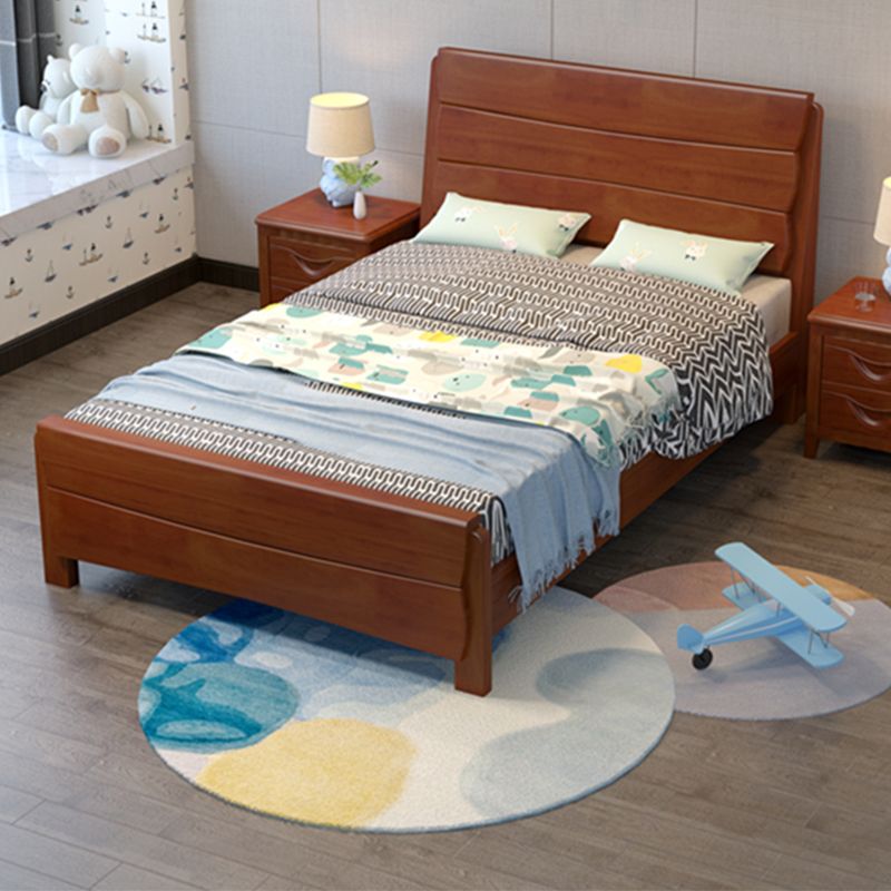 Contemporary Wood Panel Standard Bed, Rectangular Headboard Bed