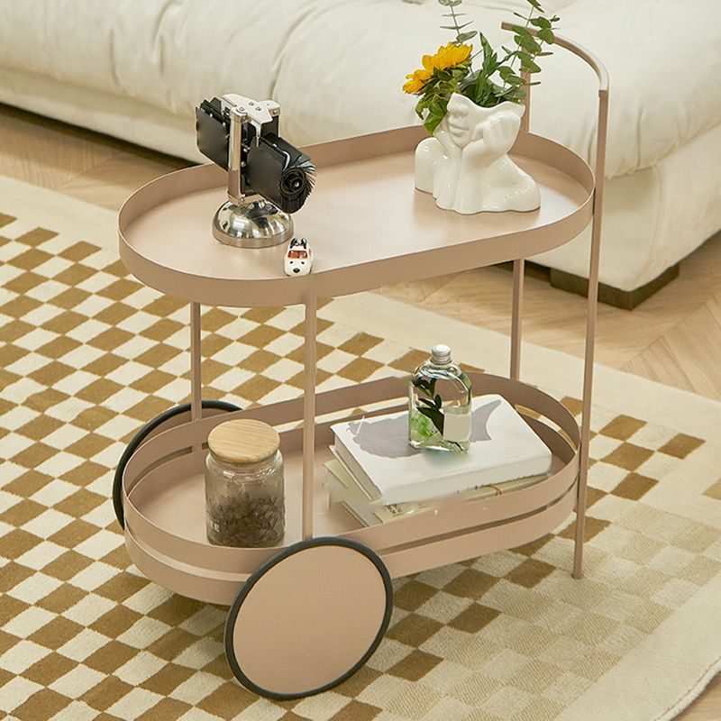 Wheels Accent Side Table with Tray Top in Metal Modern Accent Side Table