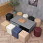 Modern Water Cube Stain Resistant Solid Color Leather Indoor Pouf